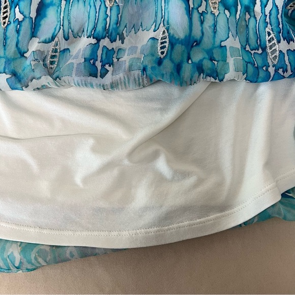 Hale Bob Blue Chiffon Summer Blouse Boho Beachy Coastal Flutter Sleeves M NWT - Picture 12 of 14